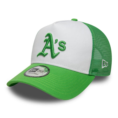 New Era Athletics A-Frame Trucker Cap - MLB League Essential - Bright Green-White
