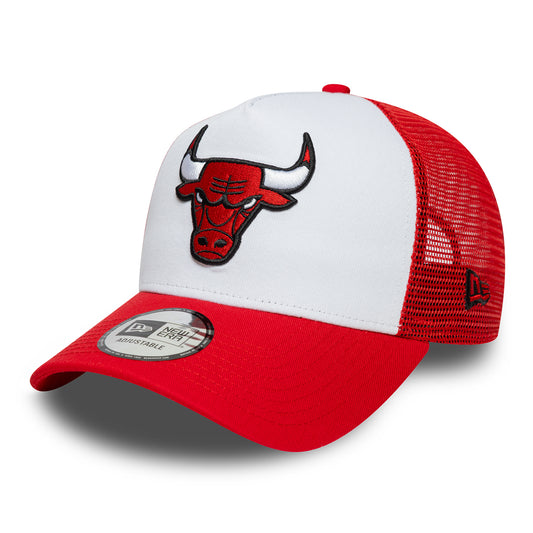 New Era Chicago Bulls A-Frame Trucker Cap - NBA Side Patch - Red-White