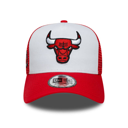 New Era Chicago Bulls A-Frame Trucker Cap - NBA Side Patch - Red-White