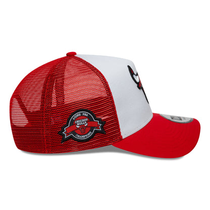 New Era Chicago Bulls A-Frame Trucker Cap - NBA Side Patch - Red-White