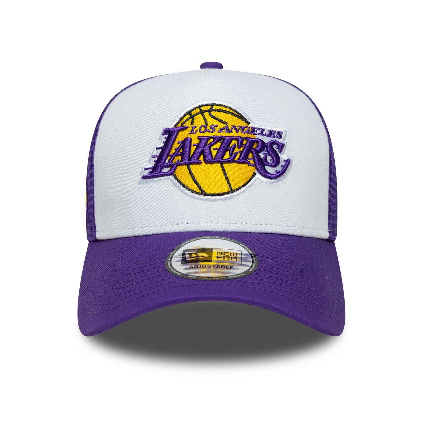 New Era L.A. Lakers A-Frame Trucker Cap - NBA Side Patch - Purple-White