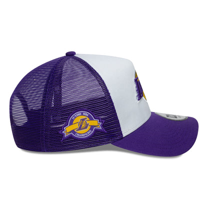 New Era L.A. Lakers A-Frame Trucker Cap - NBA Side Patch - Purple-White