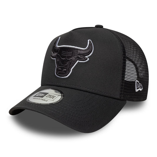 New Era Chicago Bulls A-Frame Trucker Cap - NBA Outline - Dark Grey-White