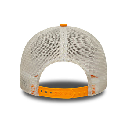 New Era Costa Brava A-Frame Trucker Cap - Location Patch - Orange-Stone