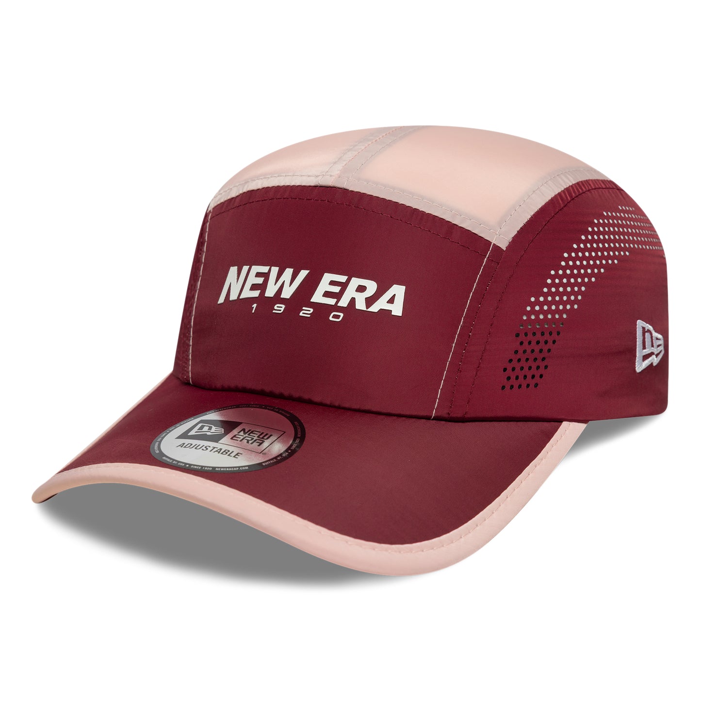 New Era Colourblock Runner 5 Panel Cap - Cardinal-Cream