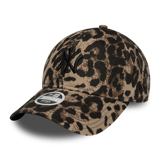 New Era Womens 9TWENTY New York Yankees Baseball Cap - MLB Leopard - Brown-Camel