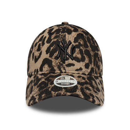 New Era Womens 9TWENTY New York Yankees Baseball Cap - MLB Leopard - Brown-Camel