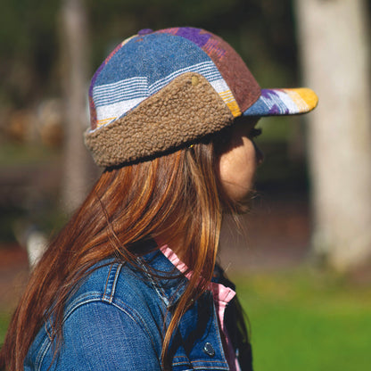 Scala Hats Sapos Aztec Print Baseball Cap with Earflaps - Denim-Multi