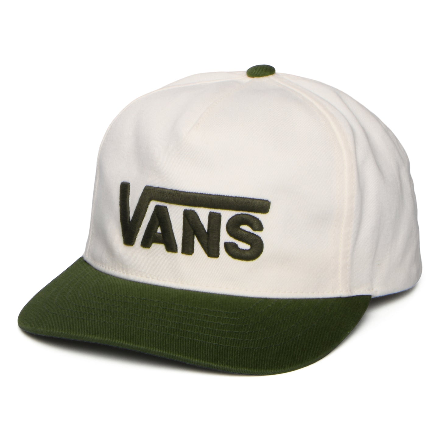 Vans Hats Drop V Logo Curved Brim Snapback Cap - Off White-Moss