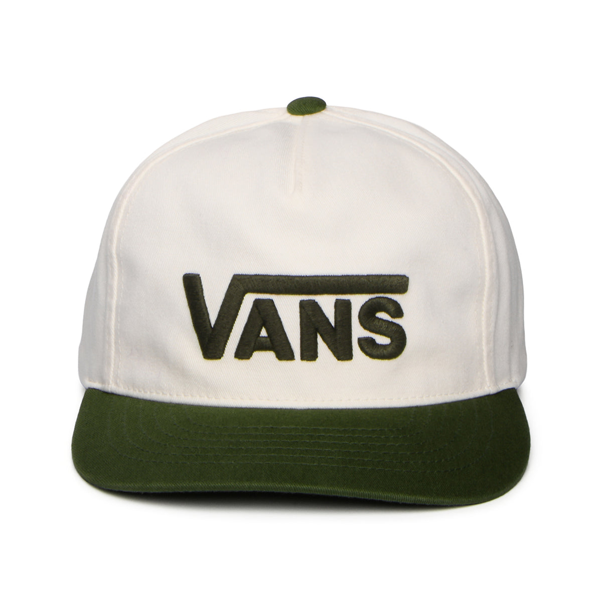 Vans Hats Drop V Logo Curved Brim Snapback Cap - Off White-Moss
