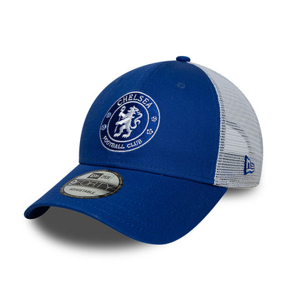 New Era 9FORTY Chelsea FC Trucker Cap - League Lion Crest - Royal Blue