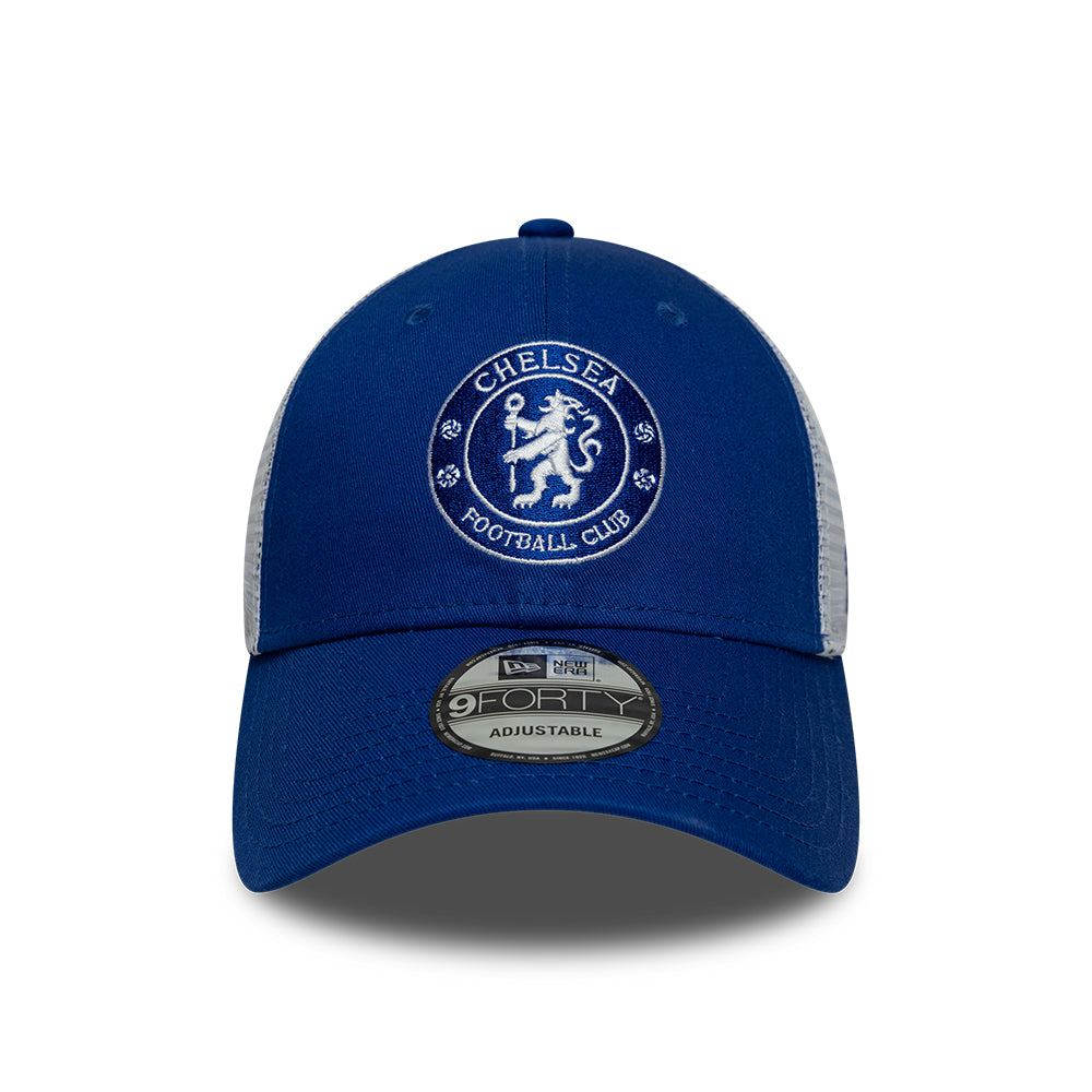 New Era 9FORTY Chelsea FC Trucker Cap - League Lion Crest - Royal Blue