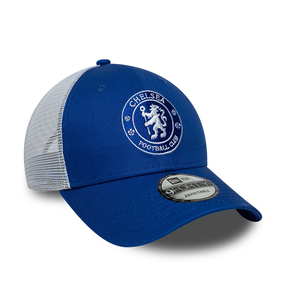 New Era 9FORTY Chelsea FC Trucker Cap - League Lion Crest - Royal Blue