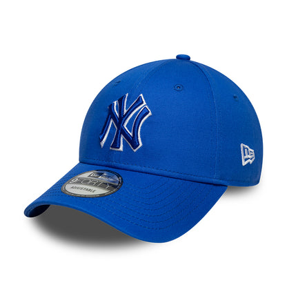 New Era 9FORTY New York Yankees Baseball Cap - MLB Team Outline - Bright Blue-White