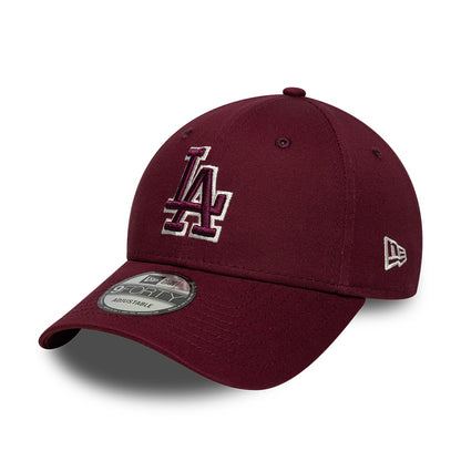 New Era 9FORTY L.A. Dodgers Baseball Cap - MLB Team Outline - Burgundy-Cream