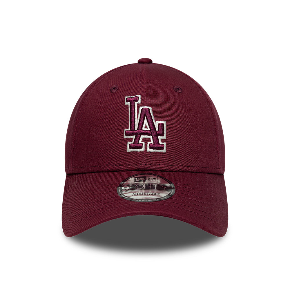 New Era 9FORTY L.A. Dodgers Baseball Cap - MLB Team Outline - Burgundy-Cream