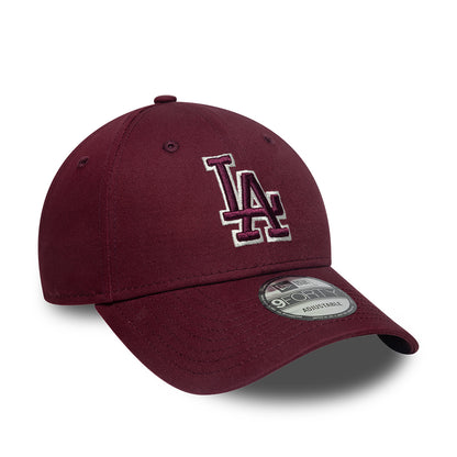 New Era 9FORTY L.A. Dodgers Baseball Cap - MLB Team Outline - Burgundy-Cream