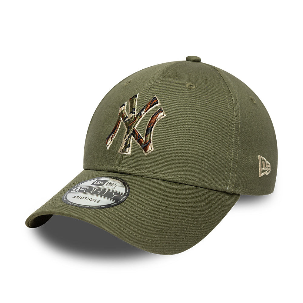 New Era 9FORTY New York Yankees Baseball Cap - MLB Outline Camo - Olive