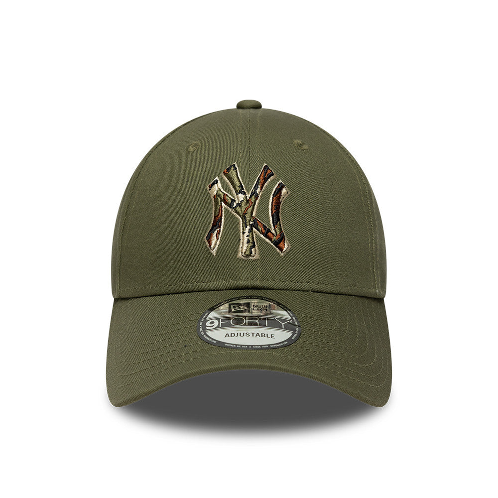 New Era 9FORTY New York Yankees Baseball Cap - MLB Outline Camo - Olive