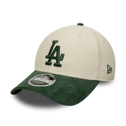 New Era 9FORTY M-Crown L.A. Dodgers Baseball Cap - MLB Cord - Cream-Dark Green
