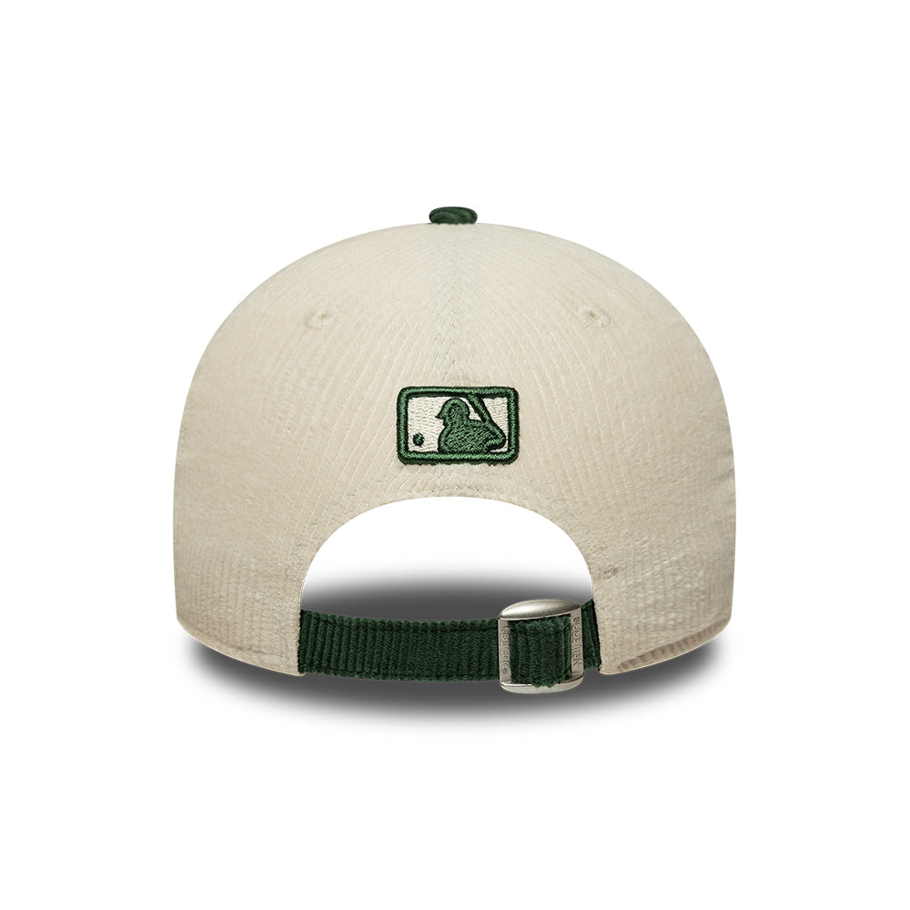 New Era 9FORTY M-Crown L.A. Dodgers Baseball Cap - MLB Cord - Cream-Dark Green