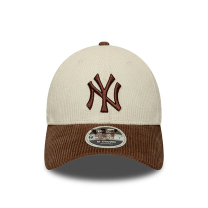 New Era 9FORTY M-Crown New York Yankees Baseball Cap - MLB Cord - Cream-Deep Brown