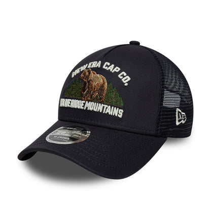 New Era 9FORTY M-Crown A-Frame Trucker Cap - Outdoor Graphic - Navy Blue
