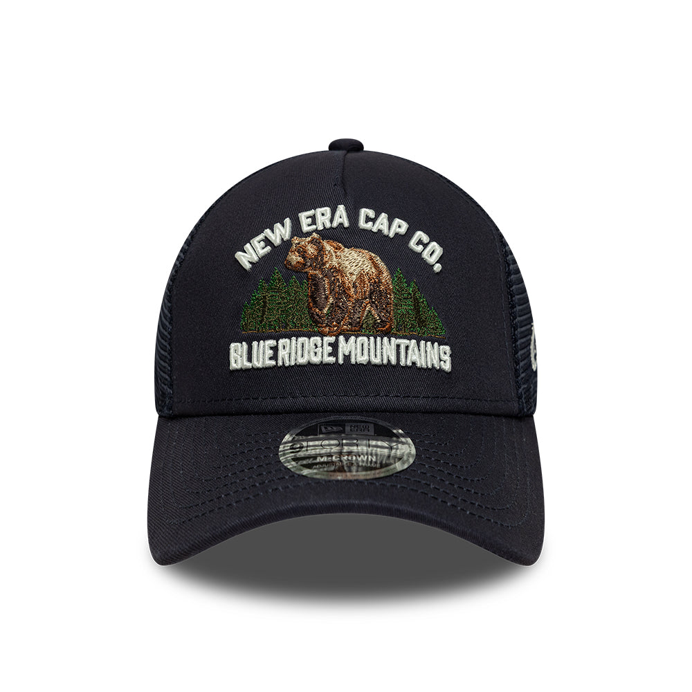 New Era 9FORTY M-Crown A-Frame Trucker Cap - Outdoor Graphic - Navy Blue