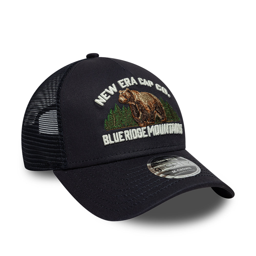 New Era 9FORTY M-Crown A-Frame Trucker Cap - Outdoor Graphic - Navy Blue