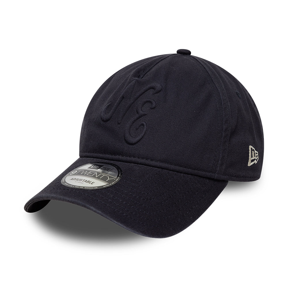 New Era 9TWENTY A-Frame Baseball Cap - NE Embossed - Navy On Navy