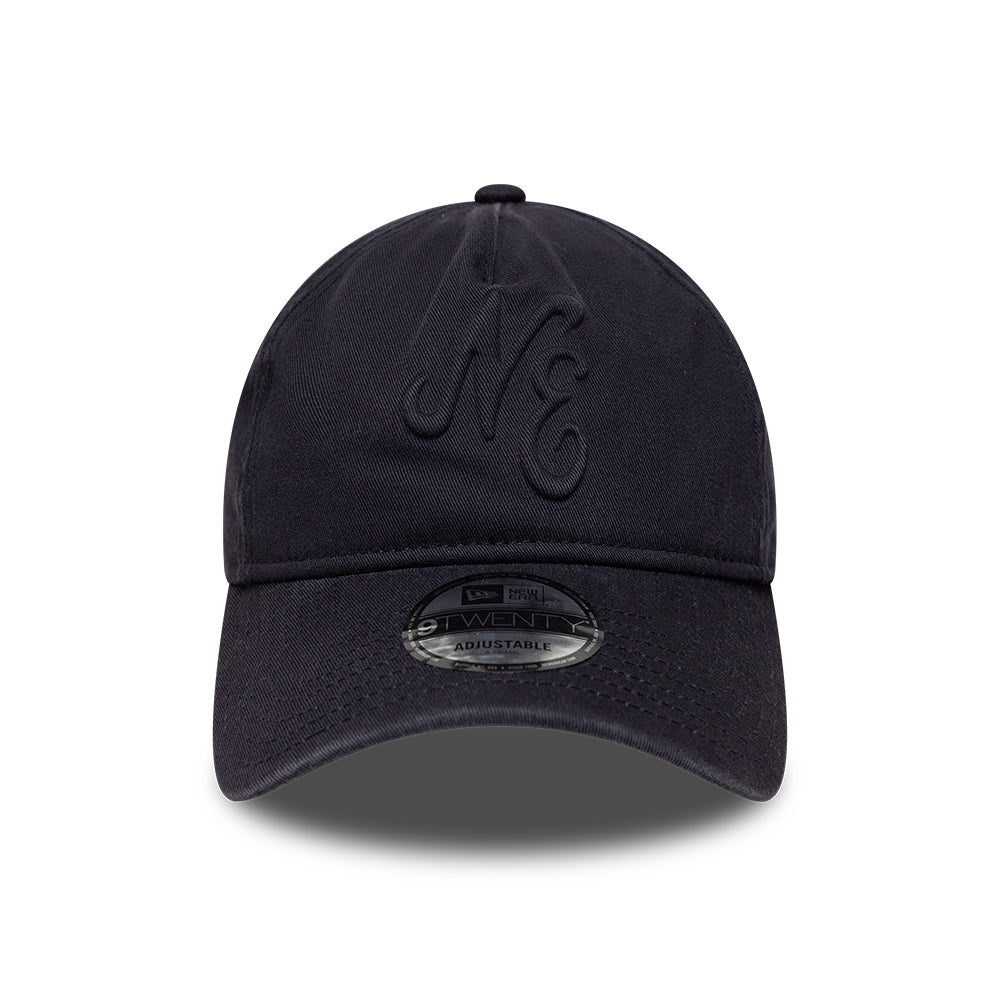 New Era 9TWENTY A-Frame Baseball Cap - NE Embossed - Navy On Navy
