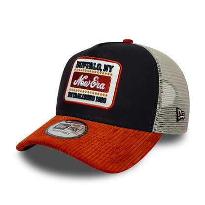 New Era 9FORTY A-Frame Trucker Cap - Patch Cord - Navy-Flame