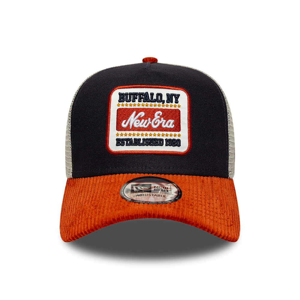 New Era 9FORTY A-Frame Trucker Cap - Patch Cord - Navy-Flame
