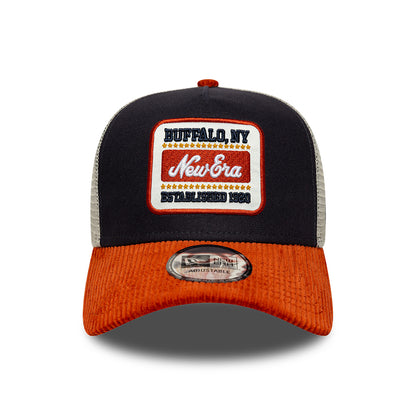 New Era 9FORTY A-Frame Trucker Cap - Patch Cord - Navy-Flame