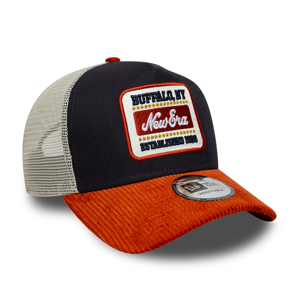 New Era 9FORTY A-Frame Trucker Cap - Patch Cord - Navy-Flame