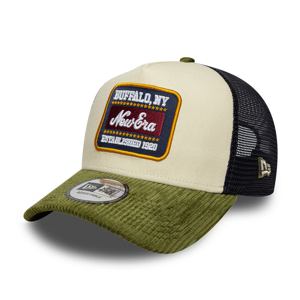 New Era 9FORTY A-Frame Trucker Cap - Patch Cord - Cream-Olive