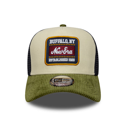 New Era 9FORTY A-Frame Trucker Cap - Patch Cord - Cream-Olive