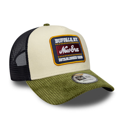 New Era 9FORTY A-Frame Trucker Cap - Patch Cord - Cream-Olive