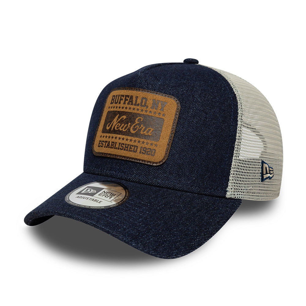 New Era 9FORTY A-Frame Trucker Cap - Patch Denim - Dark Blue