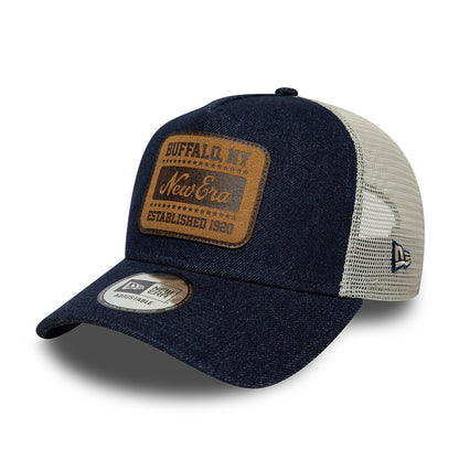 New Era 9FORTY A-Frame Trucker Cap - Patch Denim - Dark Blue