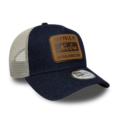 New Era 9FORTY A-Frame Trucker Cap - Patch Denim - Dark Blue