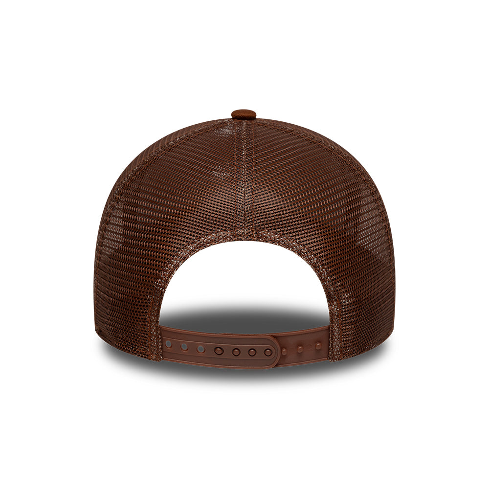 New Era 9FORTY New York Yankees A-Frame Trucker Cap - MLB Outline - Deep Brown-Cream