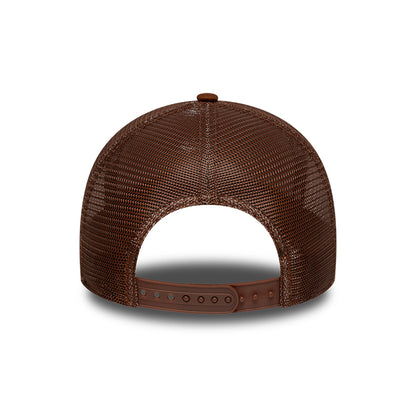 New Era 9FORTY New York Yankees A-Frame Trucker Cap - MLB Outline - Deep Brown-Cream