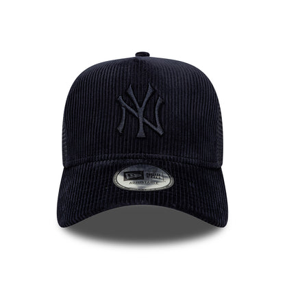 New Era 9FORTY New York Yankees A-Frame Trucker Cap - MLB Tonal Cord - Navy On Navy