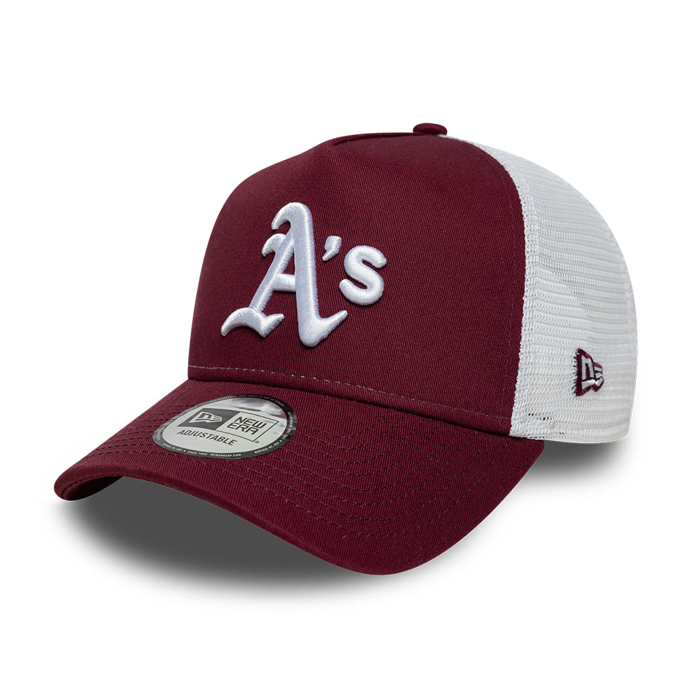 New Era 9FORTY Athletics A-Frame Trucker Cap - MLB League Essential - Burgundy-White