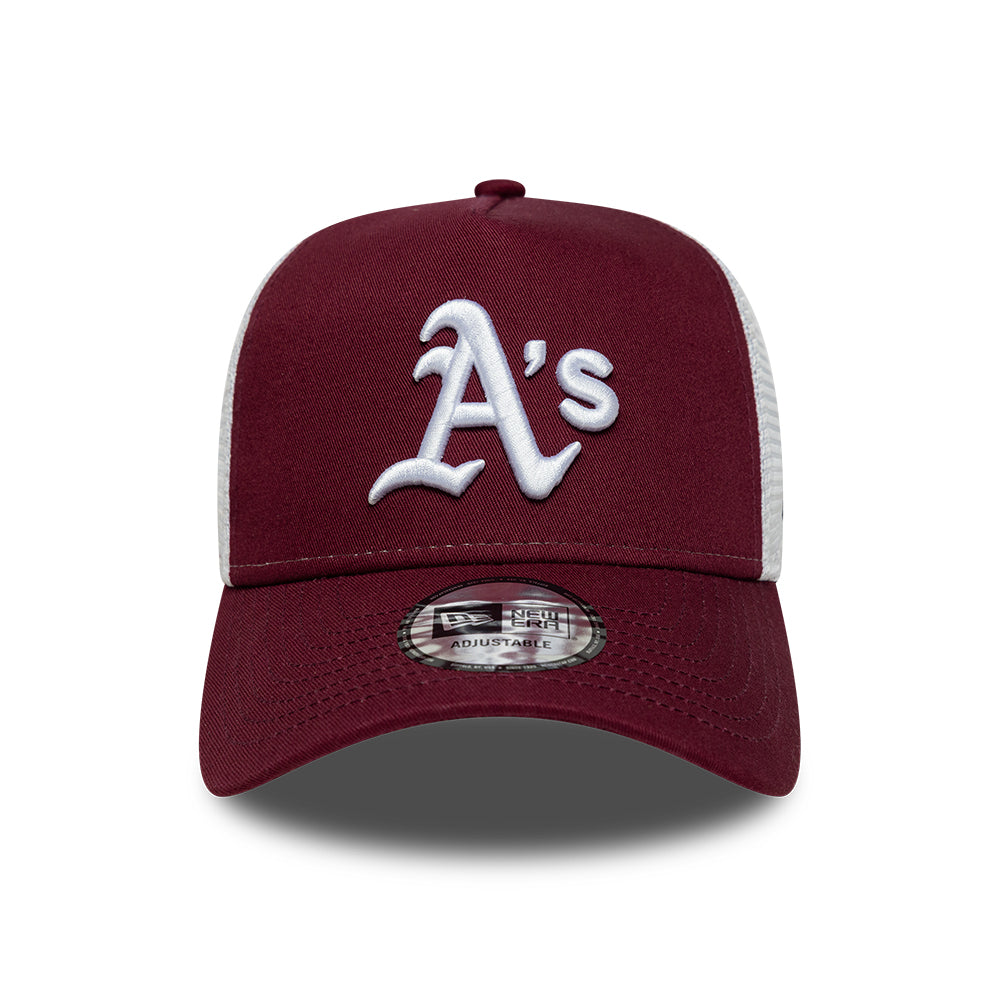 New Era 9FORTY Athletics A-Frame Trucker Cap - MLB League Essential - Burgundy-White