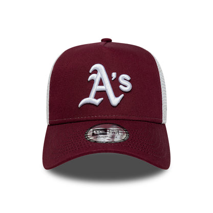 New Era 9FORTY Athletics A-Frame Trucker Cap - MLB League Essential - Burgundy-White