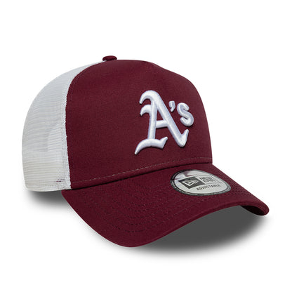 New Era 9FORTY Athletics A-Frame Trucker Cap - MLB League Essential - Burgundy-White
