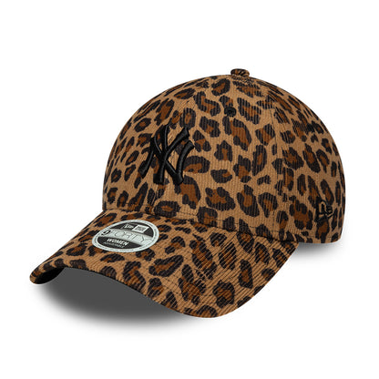 New Era Womens 9FORTY New York Yankees Baseball Cap - MLB Leopard Cord - Camel-Black