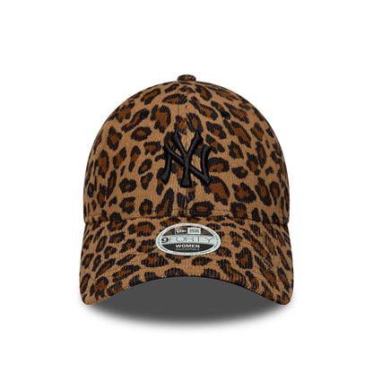 New Era Womens 9FORTY New York Yankees Baseball Cap - MLB Leopard Cord - Camel-Black